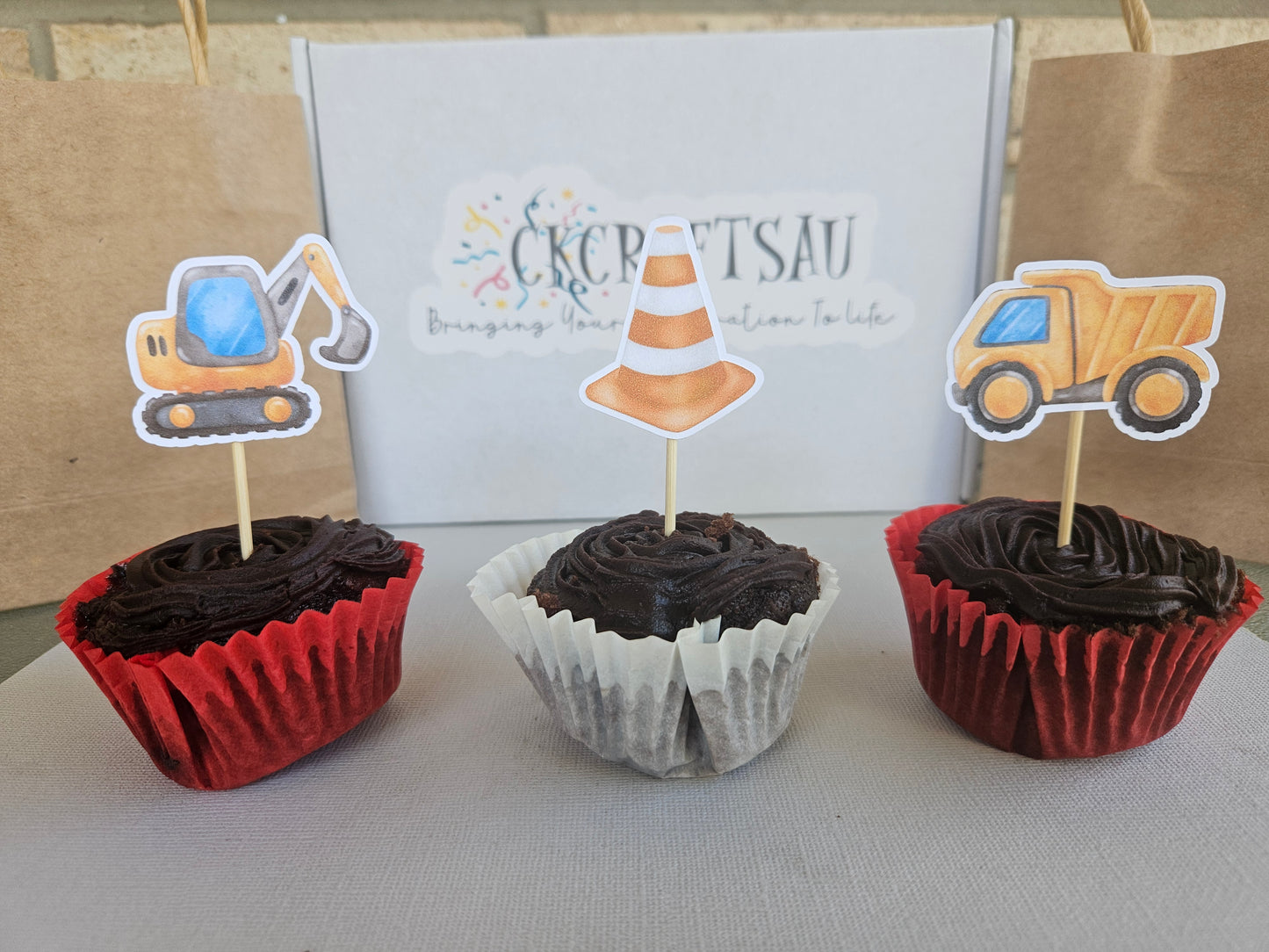 Construction Cupcake Toppers for Kids Construction Party