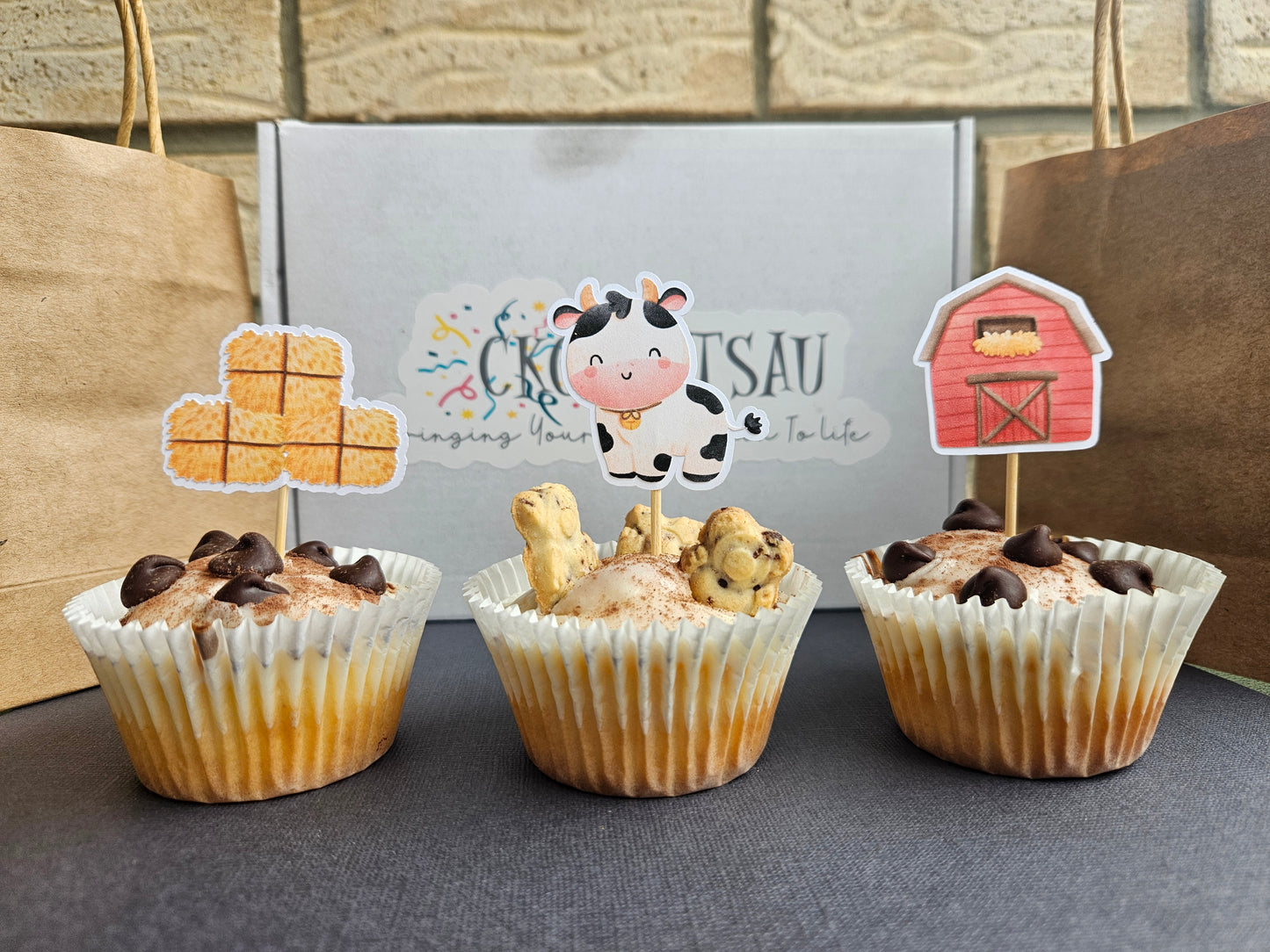 Farm Themed Cupcake Toppers – Hay & Barn Animals – 1st Birthday or Baby Shower Decor