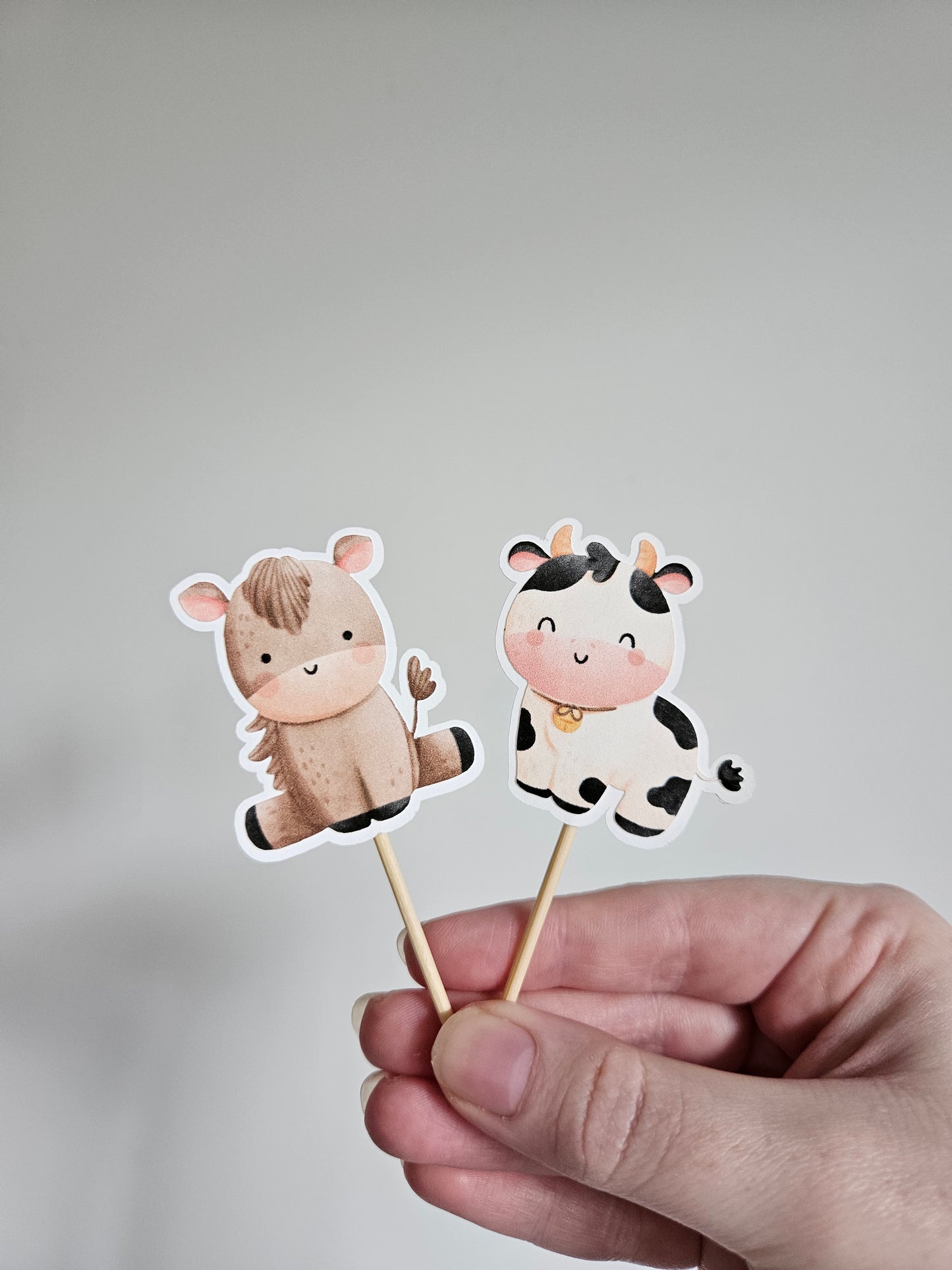Farm Themed Cupcake Toppers – Hay & Barn Animals – 1st Birthday or Baby Shower Decor