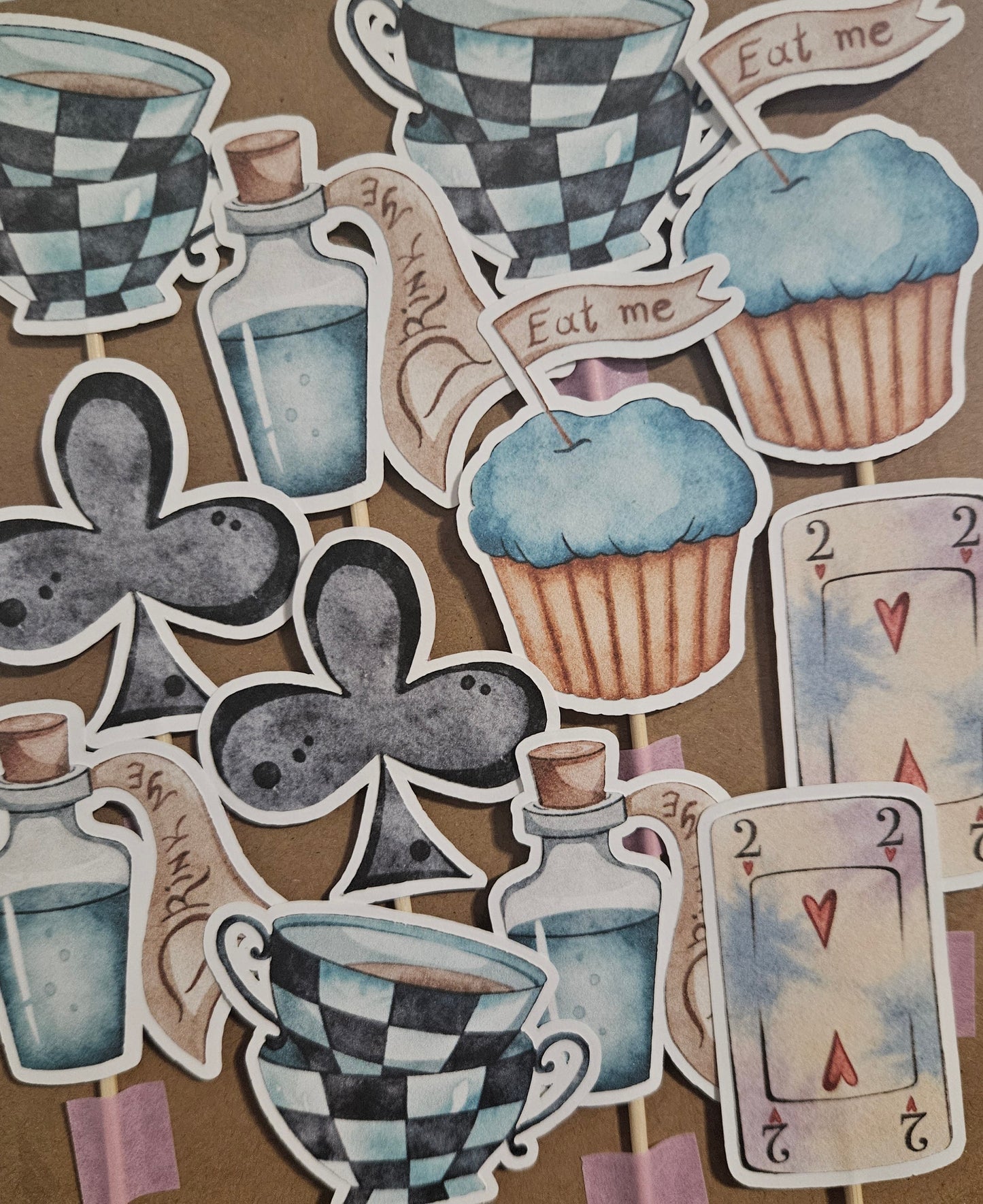 Vintage Wonderland Birthday Cupcake Toppers - Storybook Theme