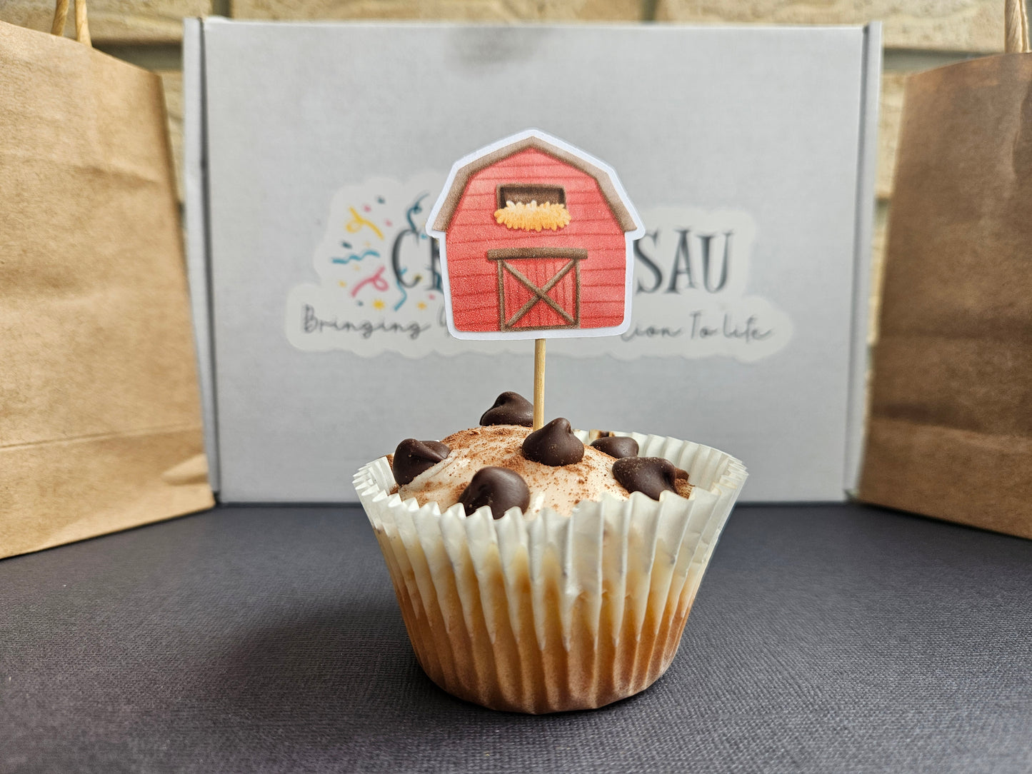 Farm Themed Cupcake Toppers – Hay & Barn Animals – 1st Birthday or Baby Shower Decor