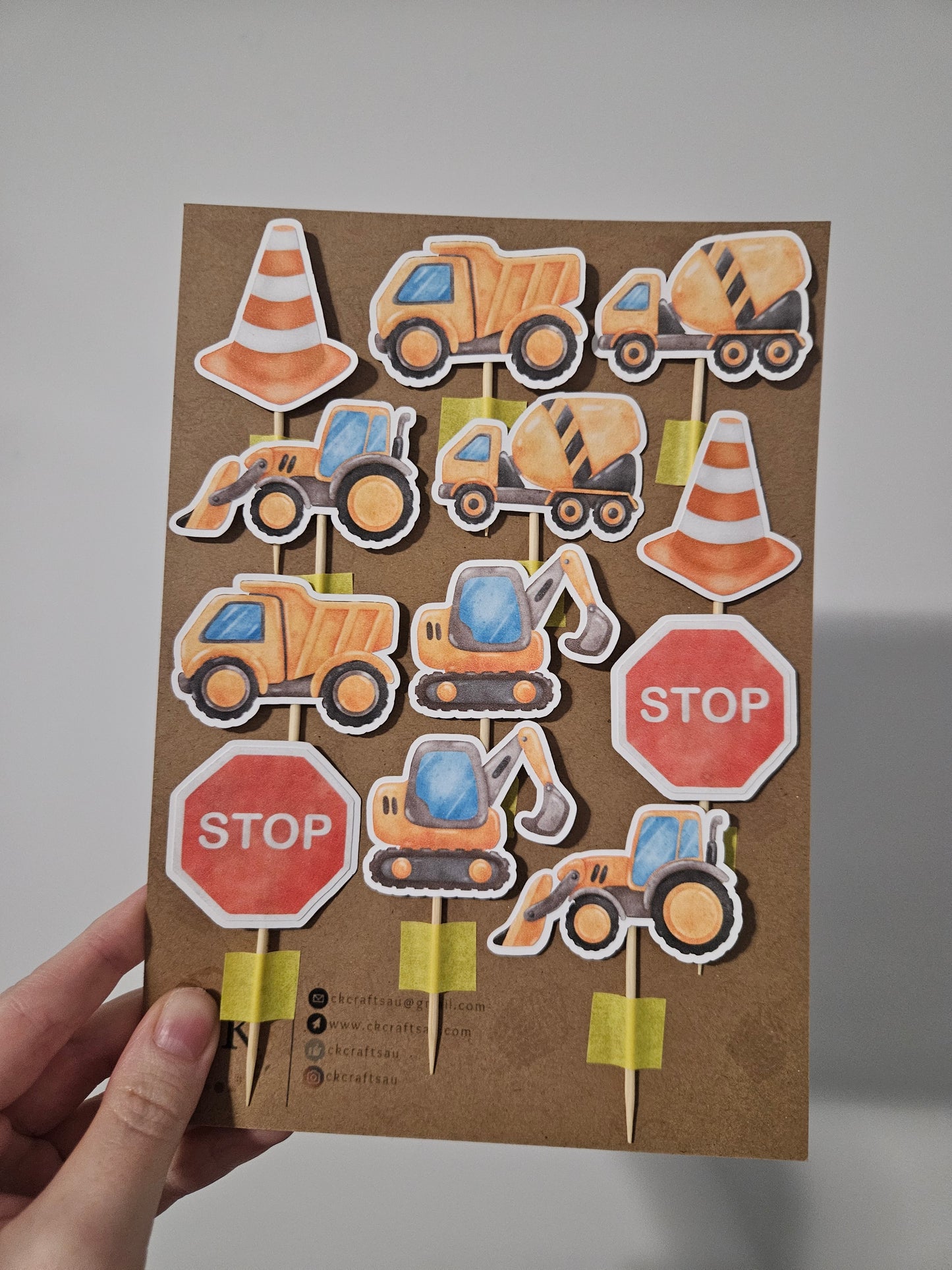 Construction Cupcake Toppers for Kids Construction Party