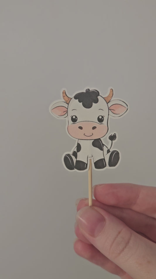 Holy Cow I'm One Cupcake Toppers - Farm Birthday Party Decor