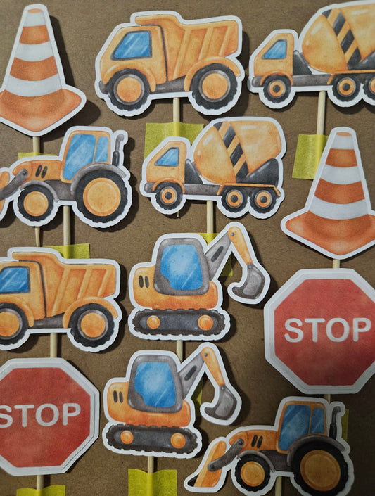 Construction Cupcake Toppers for Kids Construction Party