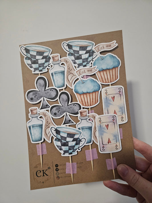 Vintage Wonderland Birthday Cupcake Toppers - Storybook Theme