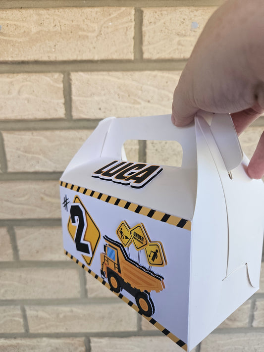 Construction Party Favour Box | Gable Treat Box | Birthday Party Supplies