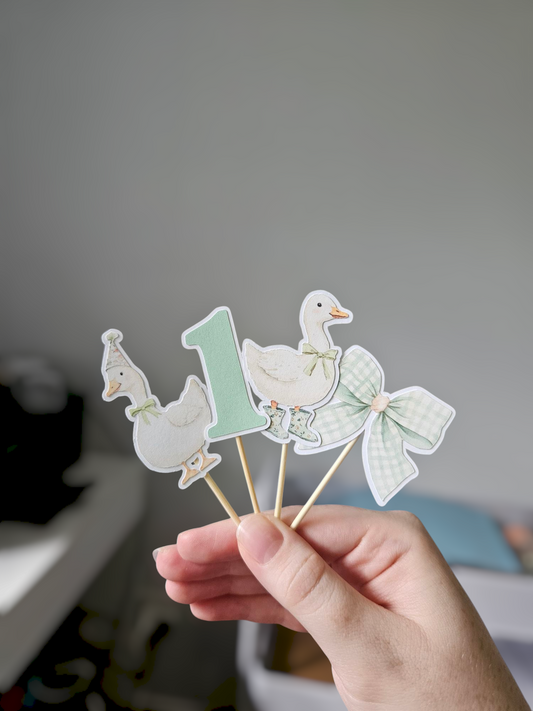 4 styles of goose cupcake toppers