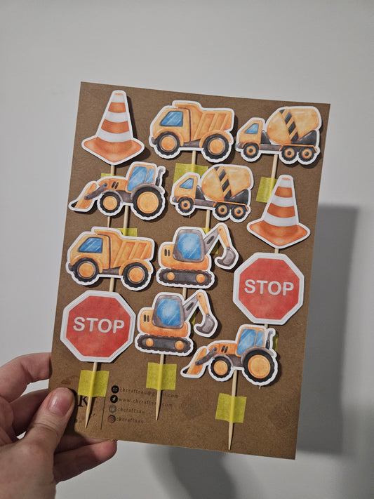 Construction Cupcake Toppers for Kids Construction Party